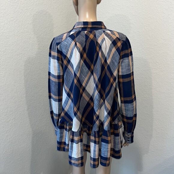 Free People plaid ruffled back boho blouse - Picture 3 of 7